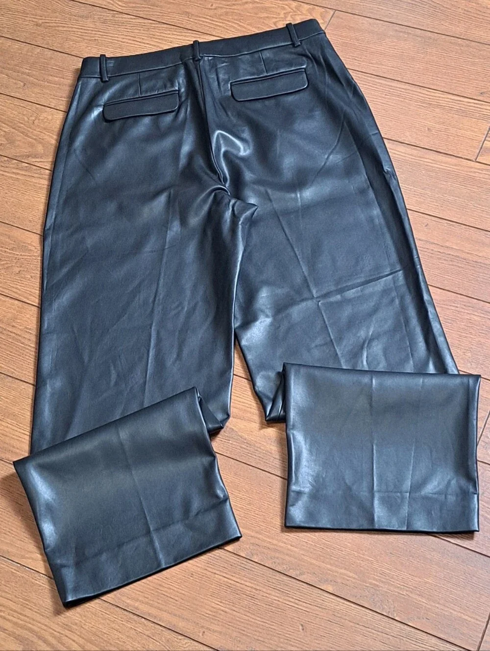 J.Crew Black Faux Leather Wide Leg Pants High Rise NWOT 12